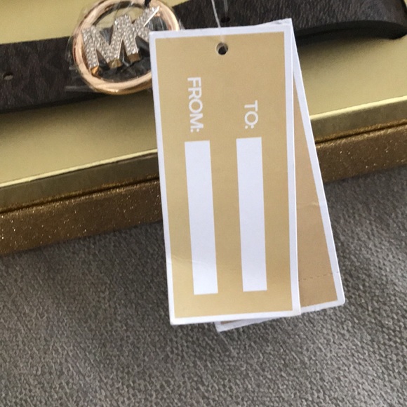 MICHAEL KORS Women's Belt in Gift Box SZ S/M,  Gemmed LOGO- Brown - Picture 8 of 8